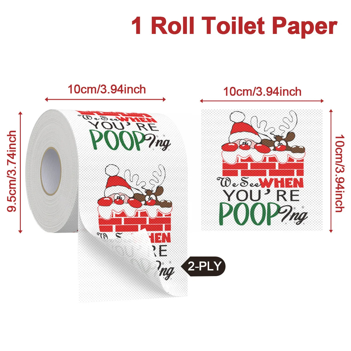 Happy 2026 Christmas Toilet Paper Roll – Festive Xmas Tissue Paper Napkin for New Year Party, Kitchen & Home Decoration