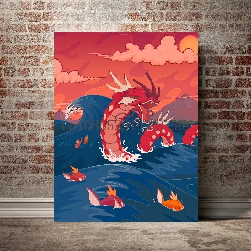 Pokémon Empoleon – Toile Murale – Affiche d'Anime Moderne pour Salon, Chambre, Salle de Jeux et Décoration Intérieure