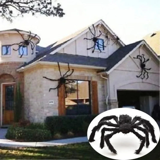 Halloween Giant Black Spider Decoration – 30–200CM Large Spider Haunted House Prop for Indoor & Outdoor Party Decor