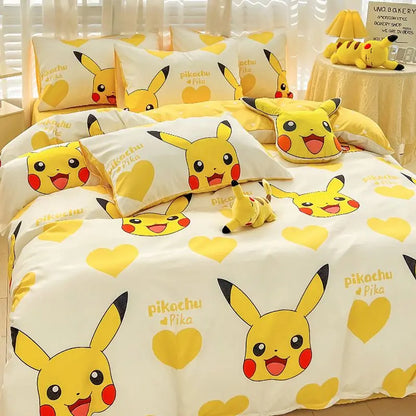 Pokémon Bedding Set – Pikachu Cartoon Duvet Cover for Kids (Single/Double/King Size)