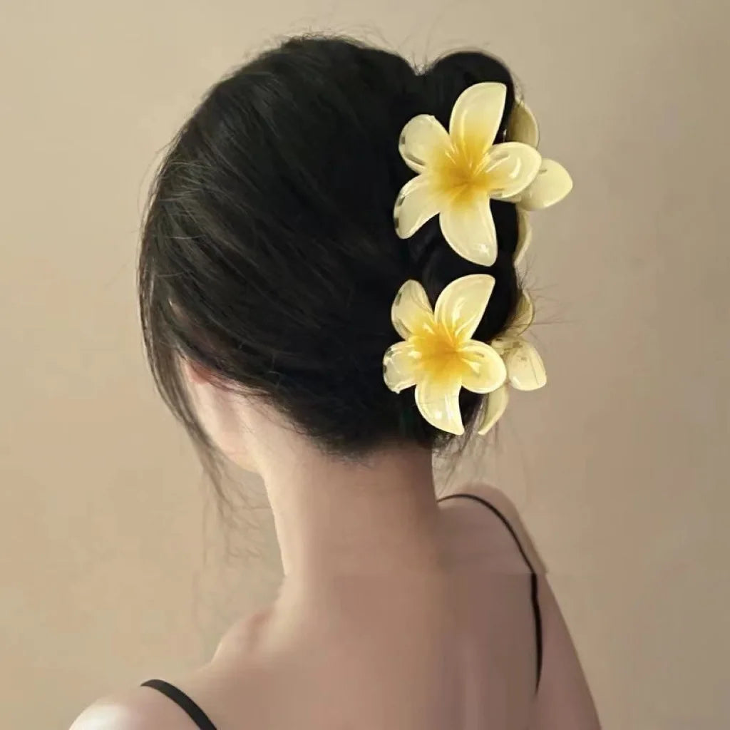 Pinzas de pelo hawaianas con diseño floral degradado – Pasadores grandes florales tropicales para mujer | Accesorios de moda para el pelo para vacaciones en la playa