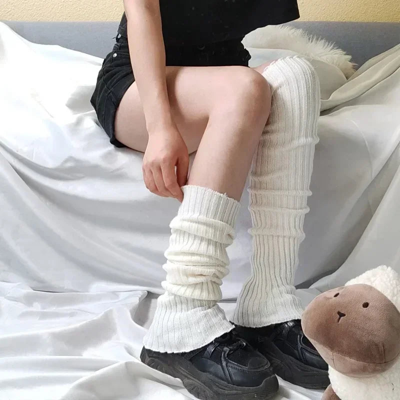 Calentadores de piernas de punto Lolita para mujer – Puños largos de ganchillo para botas y calentadores de pies de invierno Y2K (40–70 cm)