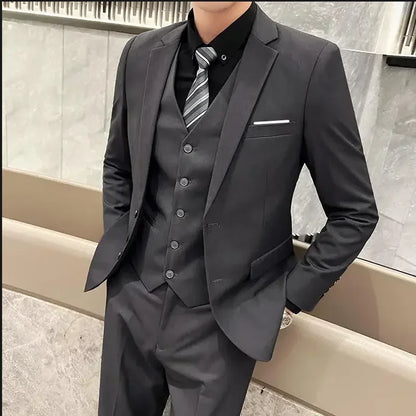 Conjunto de traje de 3 piezas para hombre – Blazer, chaleco y pantalón estilo británico, elegante traje formal de negocios o boda para hombre