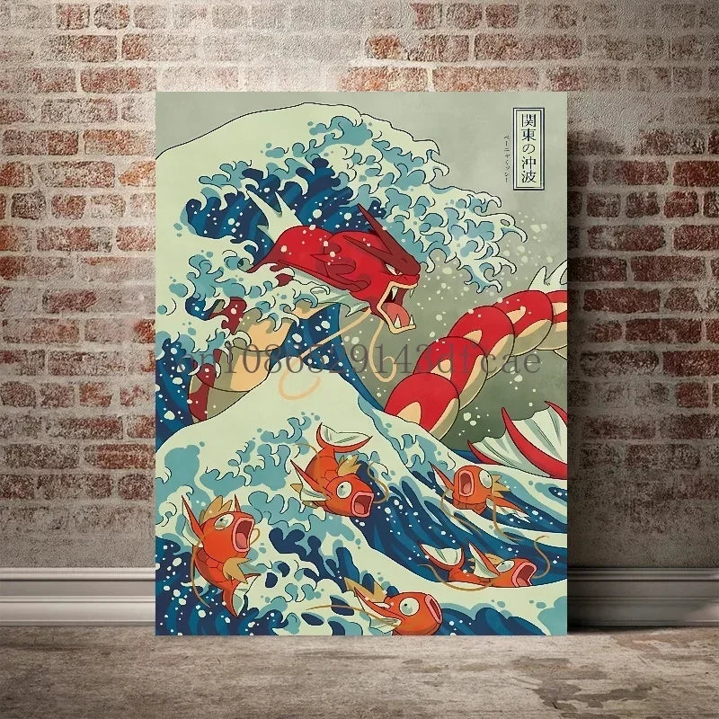 Pokémon Empoleon – Toile Murale – Affiche d'Anime Moderne pour Salon, Chambre, Salle de Jeux et Décoration Intérieure