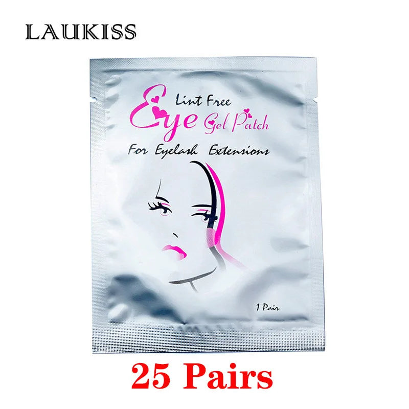 25/50/100 pares de parches para extensión de pestañas LAUKISS – Almohadillas sin pelusa debajo de los ojos para construcción de pestañas, pestañas postizas y aplicación de belleza