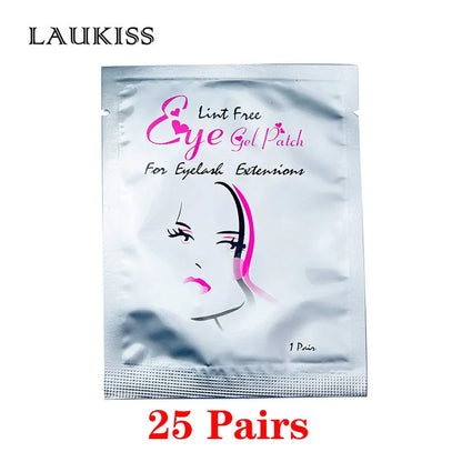 25/50/100 pares de parches para extensión de pestañas LAUKISS – Almohadillas sin pelusa debajo de los ojos para construcción de pestañas, pestañas postizas y aplicación de belleza