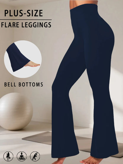 Plus Size Women's High-Rise Flared Leggings – Comfortable Yoga & Workout Pants with Supportive High Waist and Stylish Bell-Bottom Design