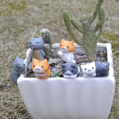 Lot de 6 Mini Figurines Chat Porte-Bonheur Dessin Animé – Mignonnes Miniatures pour Décoration de Jardin, Bonsaï, Artisanat de Jardin Féerique, Pots de Fleurs & Idées Cadeaux