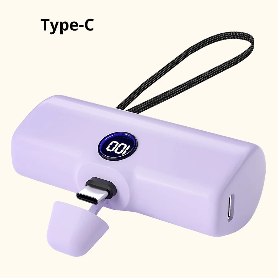 5000mAh Mini Power Bank – Fast Charging Portable Charger with LED Digital Display, Compact External Battery Pack for iPhone & Android