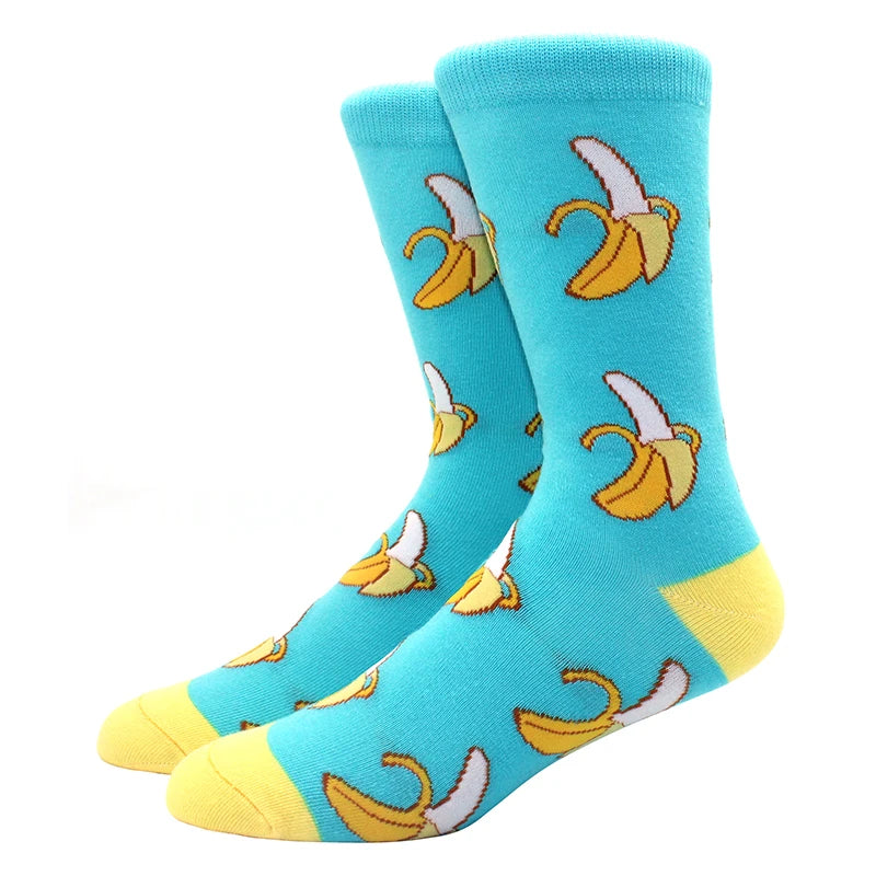 Funny Colorful Hip Hop Socks – Combed Cotton Animal, Astronaut & Geometric Print Socks for Men & Women, Business Dress Wear
