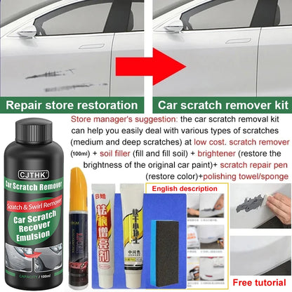 Remueve Arañazos y Pulimento para Coche – Reparador de Pintura, Eliminador de Remolinos y Cera Antirrayaduras