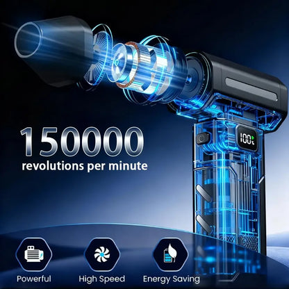 X8 150,000 RPM Brushless Turbo Jet Blower – Portable High-Power Electric Air Duster & Vacuum Cleaner