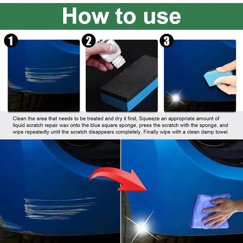 Remueve Arañazos y Pulimento para Coche – Reparador de Pintura, Eliminador de Remolinos y Cera Antirrayaduras