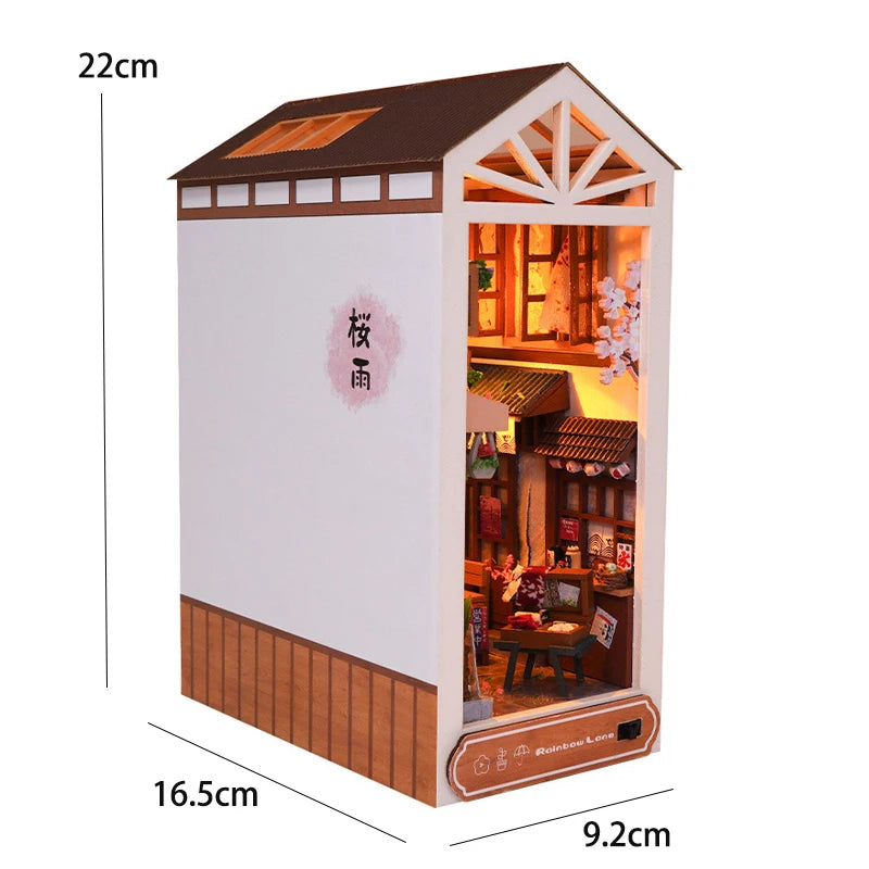 Kit de book nook à fabriquer soi-même – Maquette de maison de poupée miniature en bois à insérer dans une étagère pour adultes, loisirs créatifs et décoration d'intérieur