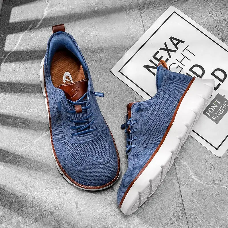 Baskets décontractées larges pour hommes – Chaussures de marche respirantes en Flyknit avec semelle souple et confort antidérapant pour l'été