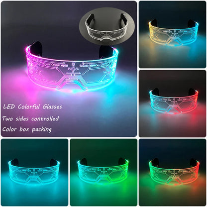 LED Luminous Party Glasses – Futuristic Rainbow Space & Robot Rave Goggles with Star Lights for Concerts, DJ Events, Masquerade & Y2K Parties
