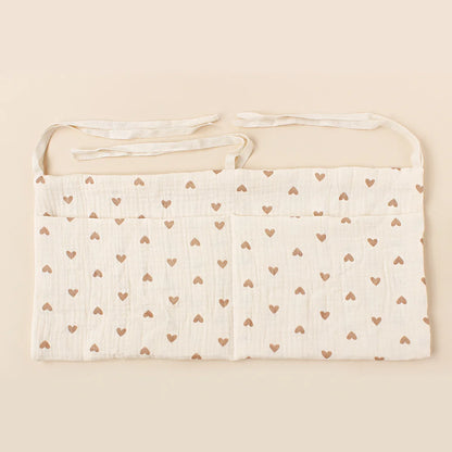 Organizador Colgante para Cuna de Bebé – Cesta de Almacenamiento para Mesita de Noche con 2 Bolsillos para Pañales, Juguetes, Ropa y Artículos Esenciales para Bebés