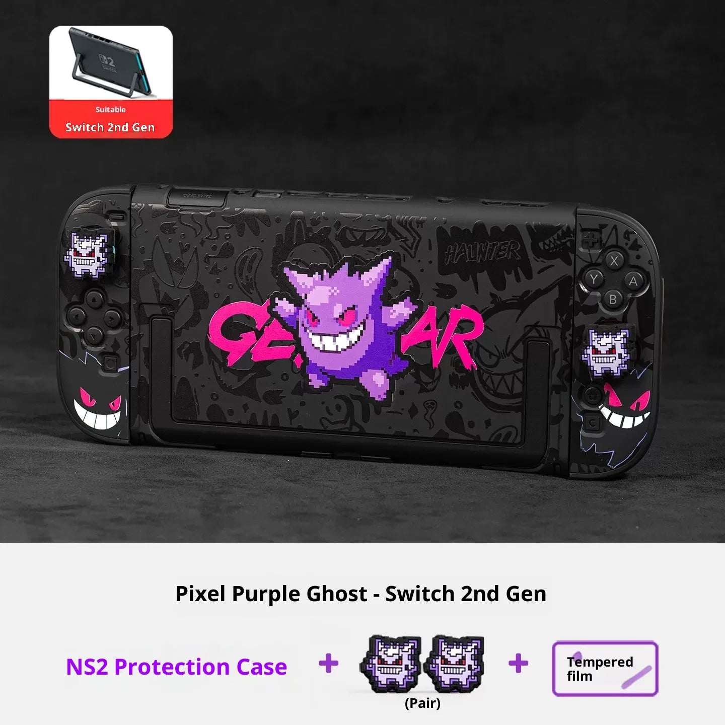Housse de protection avec poignée pour Nintendo Switch 2 Pokémon Ectoplasma – Accessoires de jeu de dessin animé