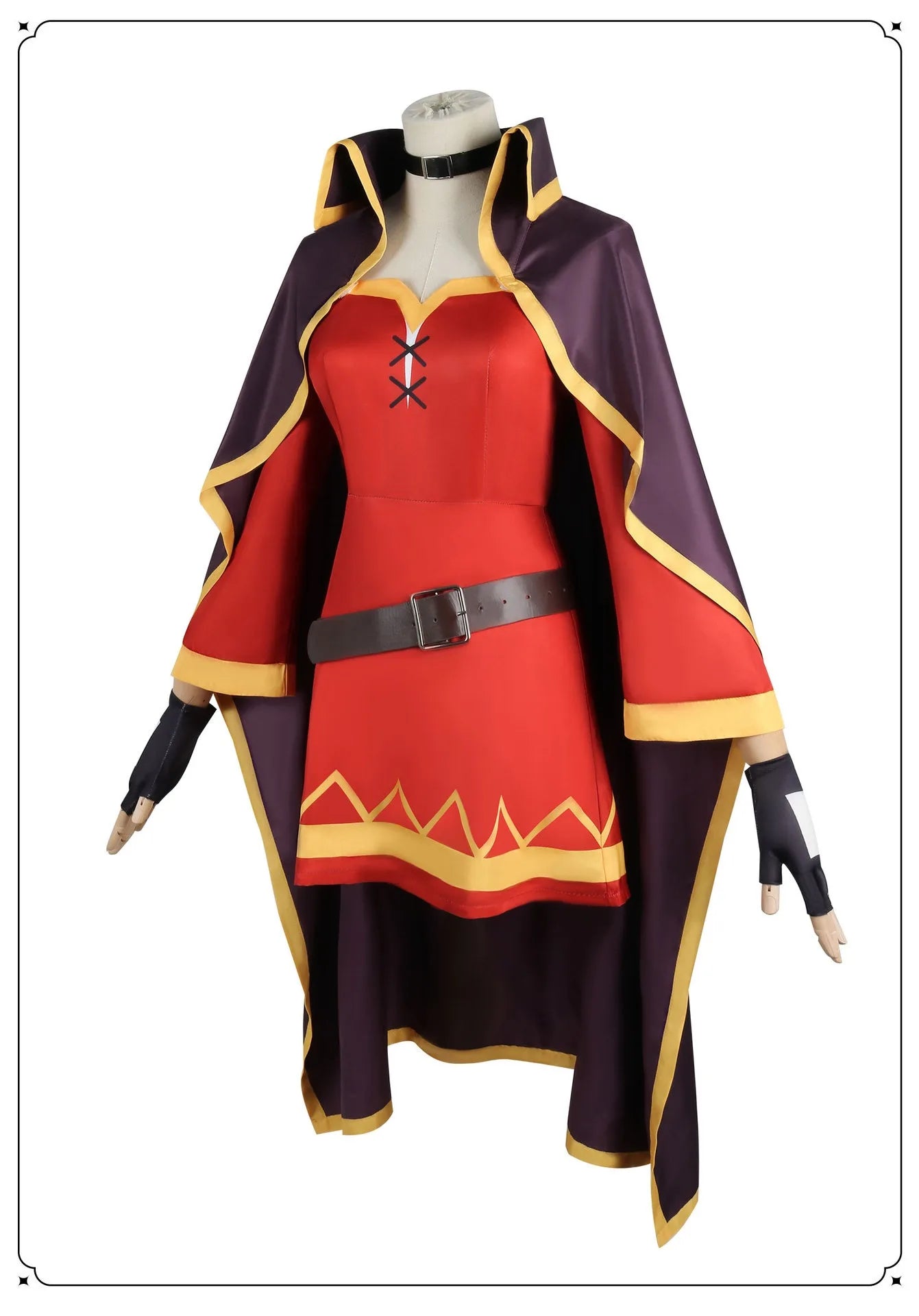 KonoSuba Megumin Cosplay Costume – Witch Cloak Set with Wig, Hat, Blindfold & Stockings (Women’s Halloween Outfit)