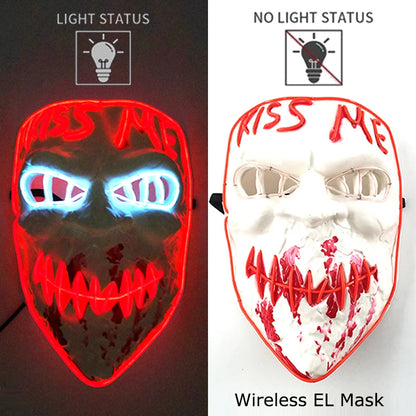 Masque LED sans fil Purge – Masque néon lumineux pour Halloween, fêtes et festivals