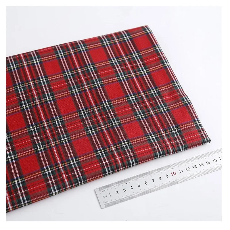 Scottish Style Plaid Fabric – Soft Breathable Cloth for Christmas Skirts, Uniforms, Dresses, DIY Sewing & Background Decor