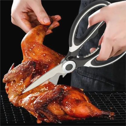 Ciseaux de cuisine en acier inoxydable avec couvercle de protection – Ciseaux robustes pour volaille, poisson, légumes et ouvre-noix