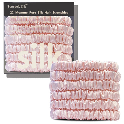 6 Lazos de Seda Pura Morera – Elásticos de Seda Hechos a Mano para Mujer y Niña | Lujosos Accesorios para el Cabello en Caja de Regalo
