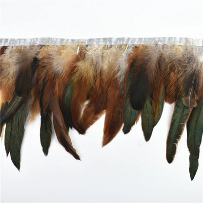 10 m Rooster Feather Fringe Trim – Natural Feather Ribbon for Sewing, Crafts & Costume Decoration