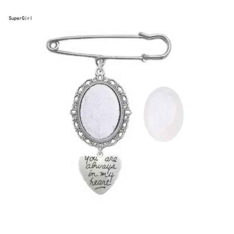 Wedding Bouquet Photo Charm – Oval Picture Frame Pendant Brooch for Bridal Bouquets & Memorial Keepsakes