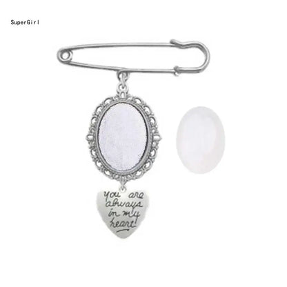 Wedding Bouquet Photo Charm – Oval Picture Frame Pendant Brooch for Bridal Bouquets & Memorial Keepsakes