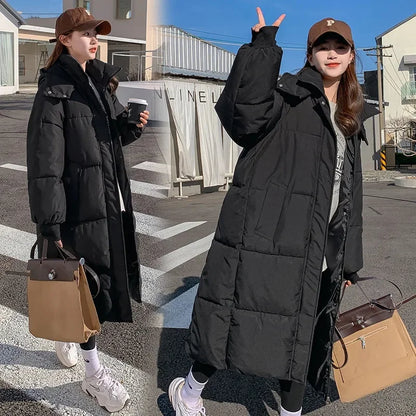 Women’s Long Hooded Winter Parka – Thick Cotton-Padded Puffer Coat, Warm Loose-Fit Jacket for Cold Weather & Snowy Days
