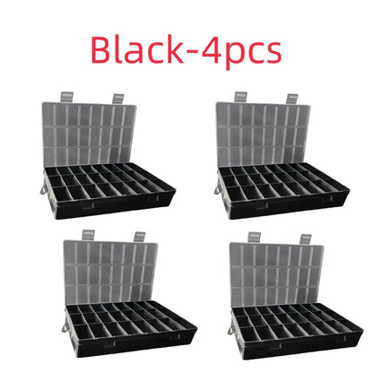 Caja de Almacenamiento de Plástico con 24 Rejillas – Estuche Organizador con Compartimentos para Joyas, Pendientes, Cuentas y Piezas Pequeñas para Almacenamiento en el Hogar, Manualidades y Organización de Exhibiciones