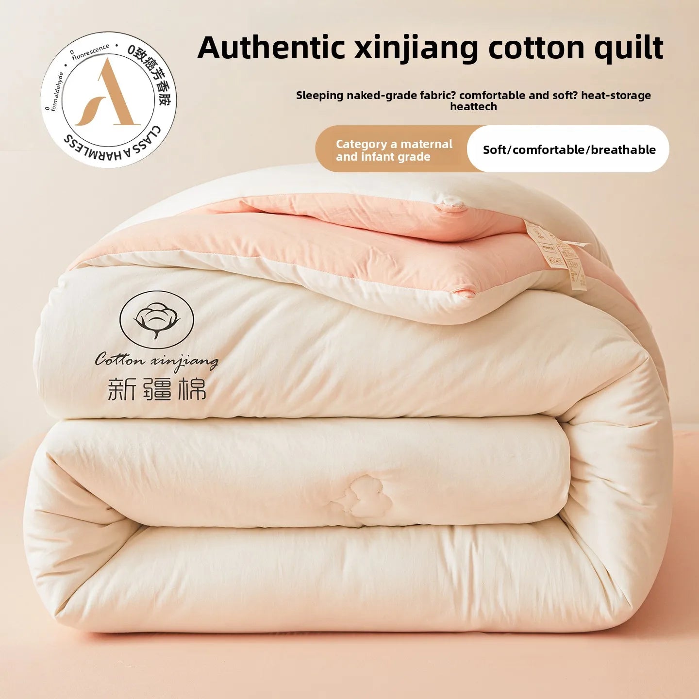 100% Cotton Filled Comforter – Soft Lightweight Warm Winter Quilt for Autumn & Cold Weather Bedding