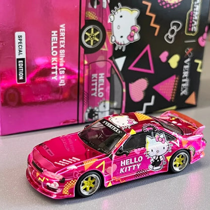 Tarmac Works Vertex Silvia S14 Hello Kitty Pink Chrome – 1:64 Scale Limited Edition Diecast Model Car & Collectible Toy