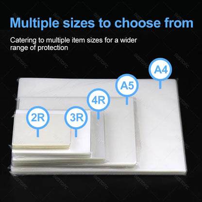 50 Sheets Laminating Film – 80 Micron PET/EVA Thermal Lamination Pouches for 3R, 4R, 5R, A6, A5 & A4, Photos, Files, Cards & Menus