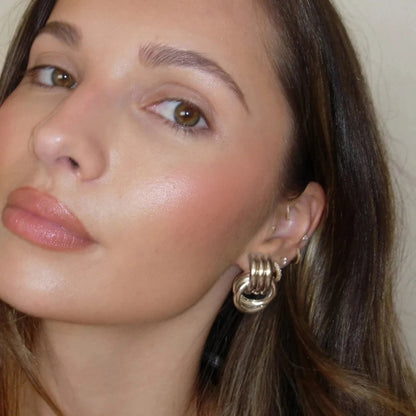 Pendientes de Moda Llamativos de Acero Inoxidable Chapado en Oro Círculo Geométrico Retorcido Vintage para Mujer