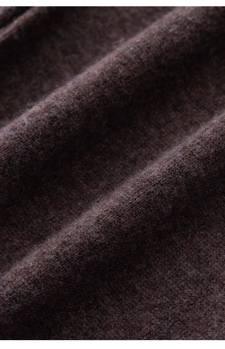 Pantalones de cachemir 100 % pura lana para mujer, de punto, sueltos, de cintura alta, con puños, para otoño e invierno, de corte recto y ajustado