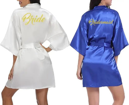 6-Piece Bridal Shower Robe Set – Bride & Bridesmaid Silky Robes Getting Ready Dressing Gown