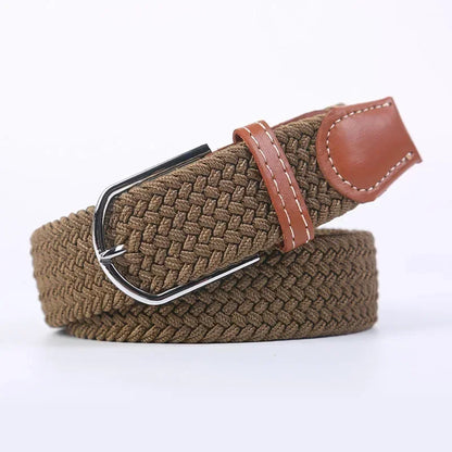 Ceinture élastique tressée unisexe en toile tissée, à boucle ardillon, pour jeans (107/120/130cm)