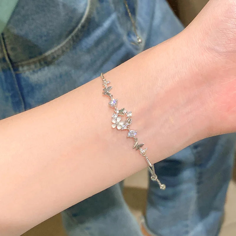 Women’s Fashion Four Leaf Grass Gold Color Adjustable Bracelet Korean Style Wedding Party Jewelry