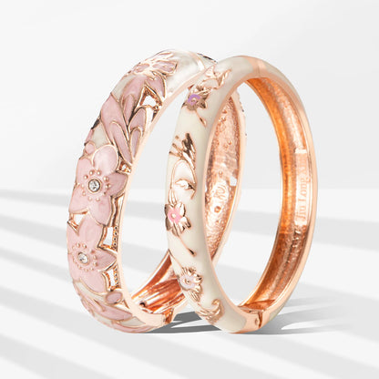 Women’s Double Enamel Cloisonne Bangle Set Indian Dubai Style Trendy Metal Bracelet Jewelry Accessories