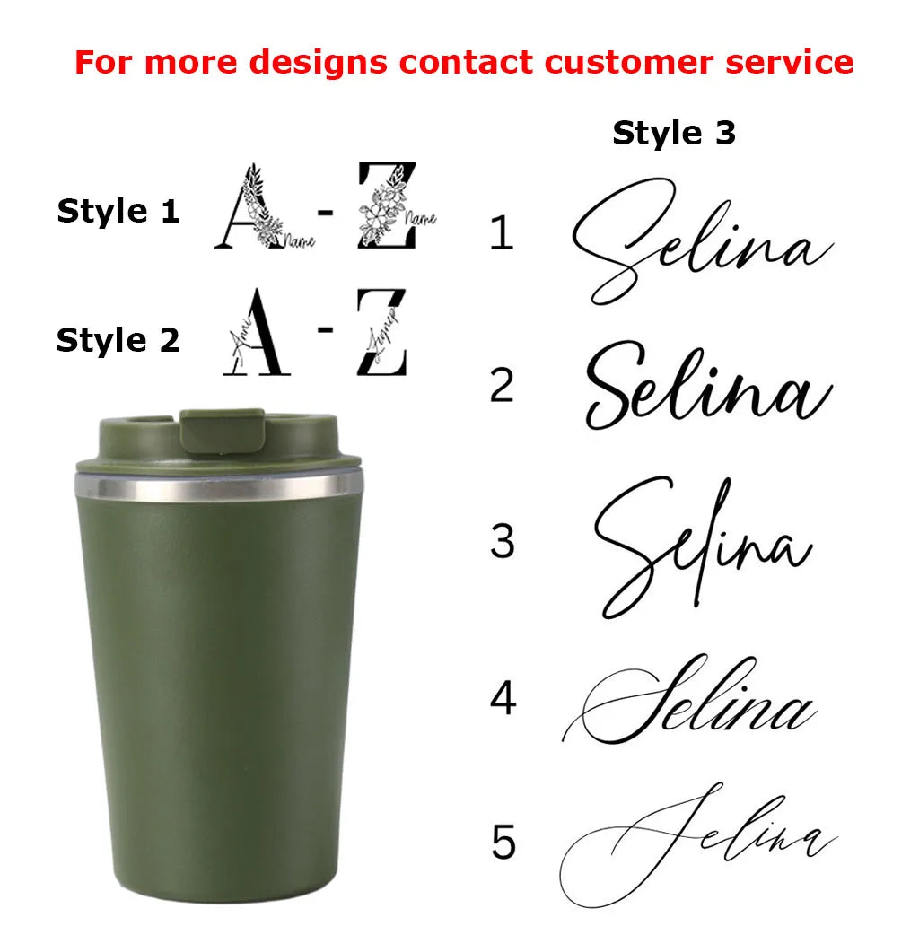 Custom Engraved Thermos Mug – Personalized Double-Wall Stainless Steel Insulated Travel Cup with Name for Coffee & Tea