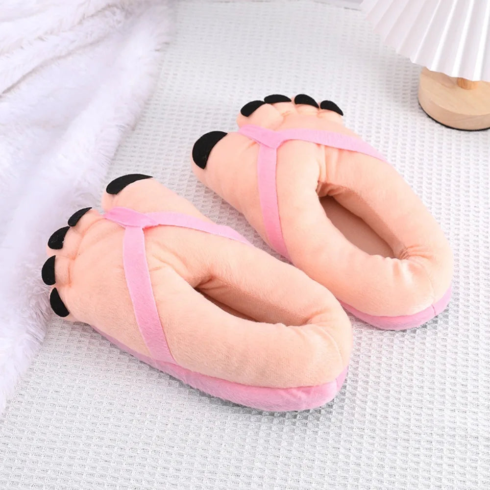 Winter Cotton Slippers for Men and Women, Funny Couple House Slides, Soft Warm Plush Indoor Slippers for Home, Cozy Oversized Feet Slippers for Cold Weather
