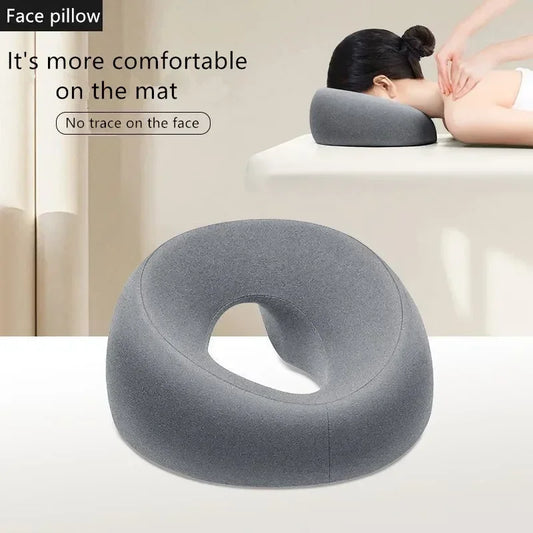 Oreiller face vers le bas – Oreiller de sieste en mousse à mémoire de forme, coussin ergonomique pour dormir sur le ventre, repose-tête confortable pour le repos au bureau, table de massage, salon de beauté et relaxation à domicile