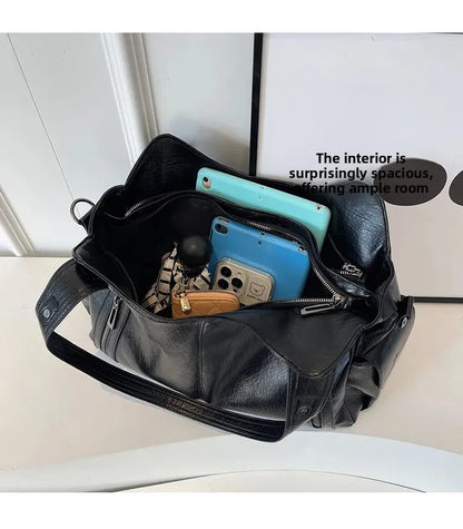Women’s PU Leather Shoulder Bag – 2026 Fashion Handbag with Soft Interior Compartment, Contrast Color Design, Zipper Closure, Stylish Everyday Purse for Work, Travel & Casual Use