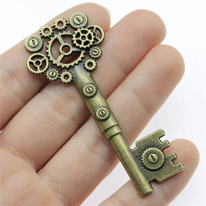 2 pendentifs clé de grande taille – Breloques de style tibétain pour la création de bijoux, fournitures artisanales pour colliers, bracelets et accessoires