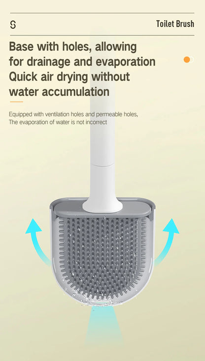 Juego de escobillas de inodoro de silicona – Limpiador de inodoro montado en la pared, kit moderno de cepillo de limpieza para WC, cepillo de silicona flexible con soporte de almacenamiento para baño y accesorios