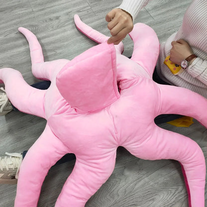 2026 Cute Giant Dinosaur Octopus Baby Costume – Funny Pink Kigurumi Hooded Romper & Plush Jumpsuit for Halloween, Christmas & Role Play