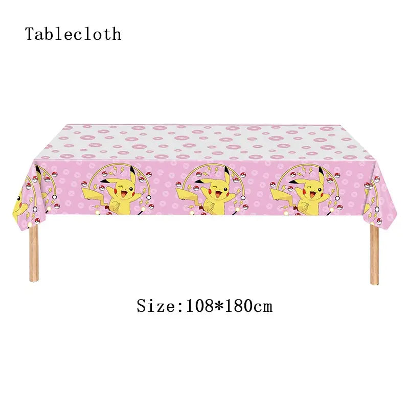 Pokémon Theme Birthday Party Decorations – Cartoon Pokémon Go Tableware Set (Cups, Plates & Pikachu Balloons) for Baby Shower & Party Favors