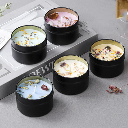 Crystal Scented Soy Wax Candles – Luxury Iron Tin Candle with Dried Floral Fragrance, Wholesale Aromatherapy Candle for Gifts & Home Decor